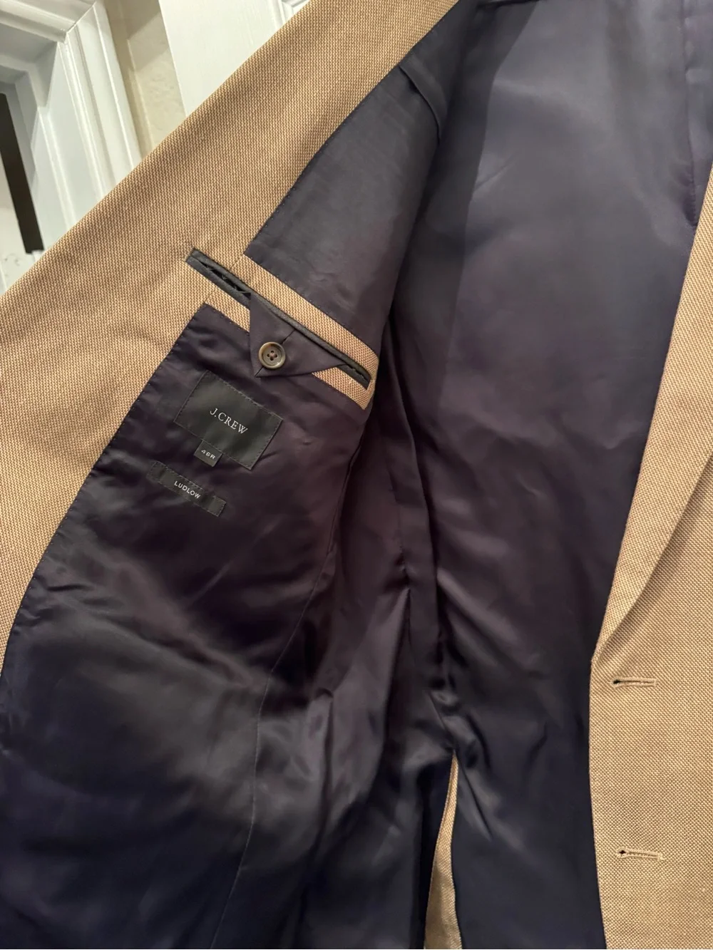 J.Crew Ludlow Men’s Brown Linen Suit 46R W40 L32 + Garment Bag
